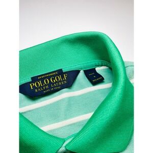 Polo Golf Ralph Lauren Mens Small Green White Striped Performance Pro Fit‎ Polo